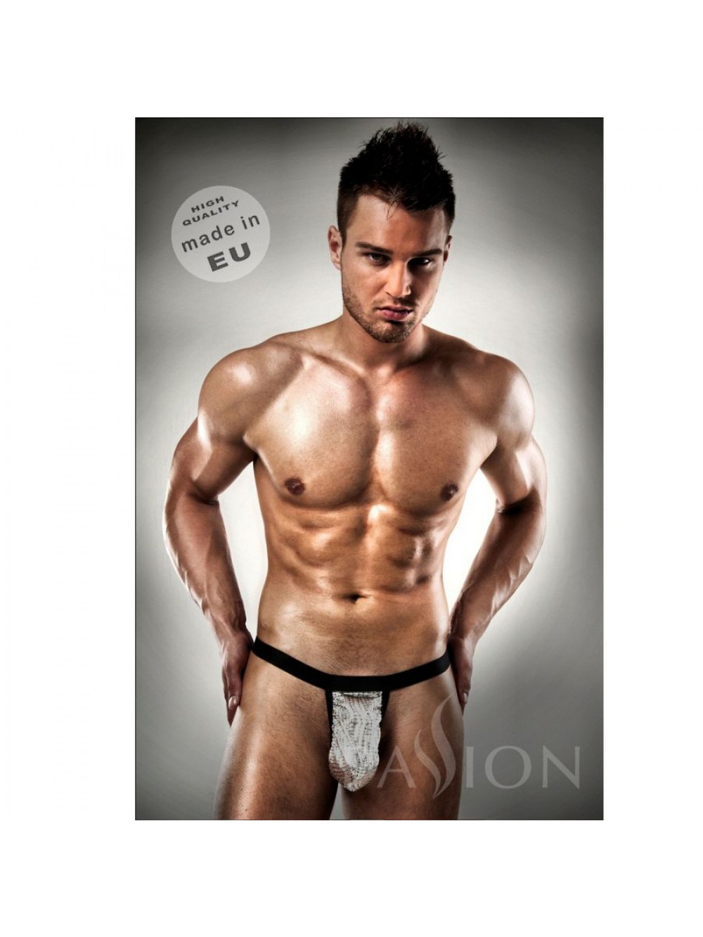 THONG WHITE METAL BY PASSION MEN LINGERIE KOMPLET S/M 5908305907718
