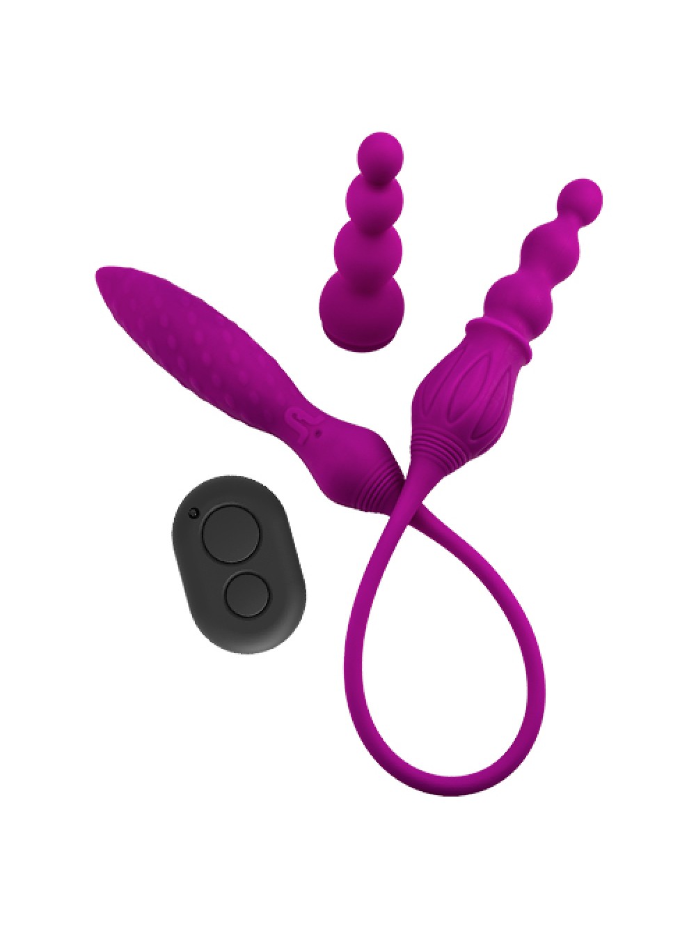 ADRIEN LASTIC 2X RECHARGEABLE DOUBLE VIBRATOR WITH MINI REMOTE PURPLE