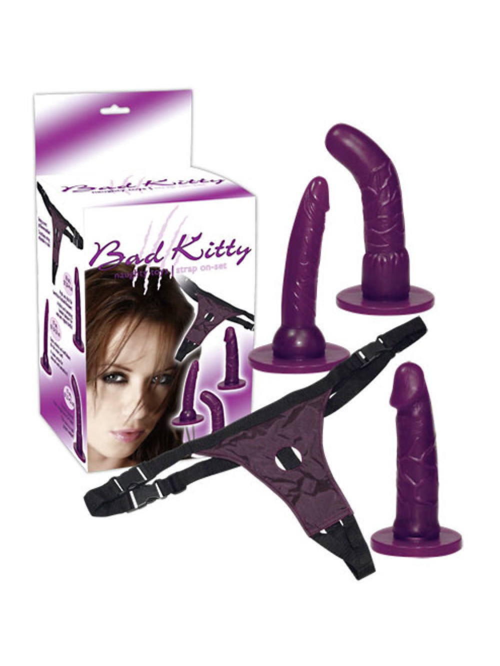 STRAP-ON WITH 3 DILDOS BAD KITTY