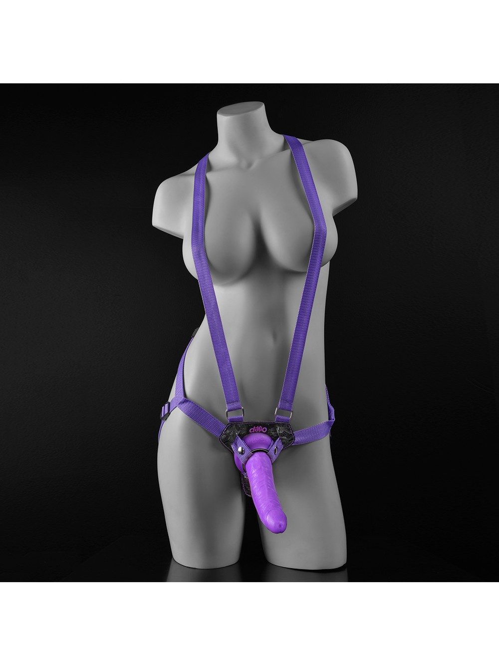 DILLIO 7' STRAP-ON SUSPENDER HARNESS SET PURPLE