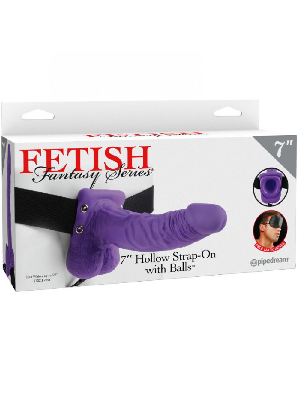 7" HOLLOW STRAP-ON WITH BALLS 17.8CM PURPLE