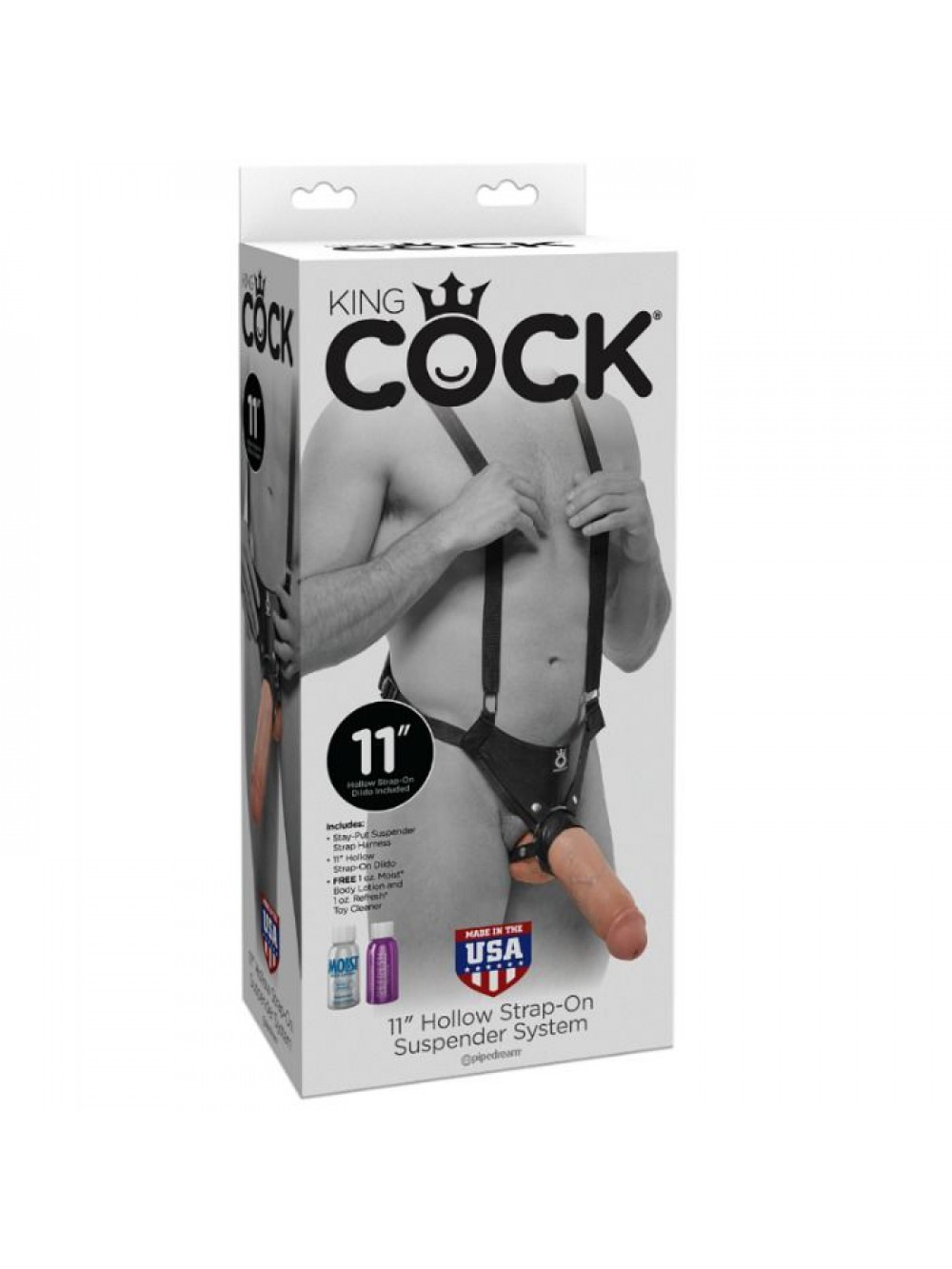 KING COCK 28 CM HOLLOW STRAP-ON SUSPENDER SYSTEM - FLESH