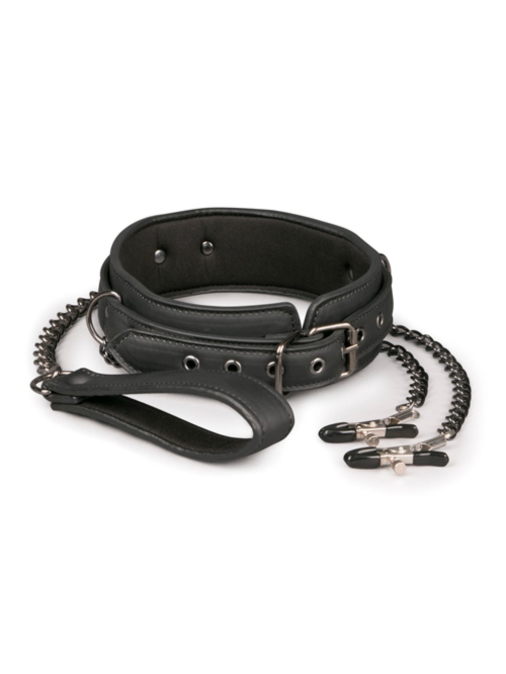 Leather Collar With Nipple Chains