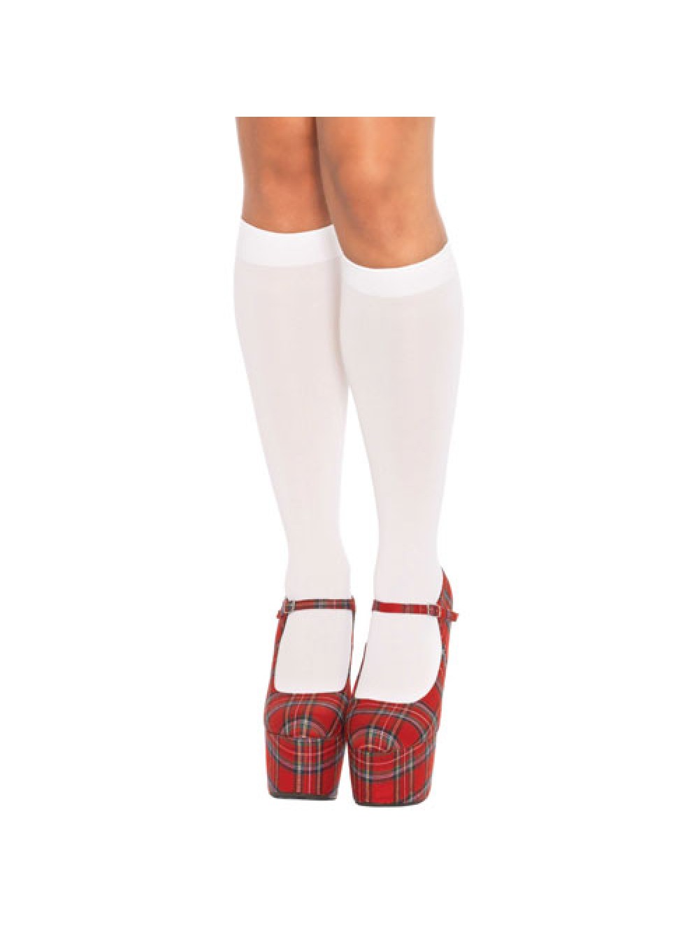 Leg Avenue Nylon Knee Highs White UK 8 to 14