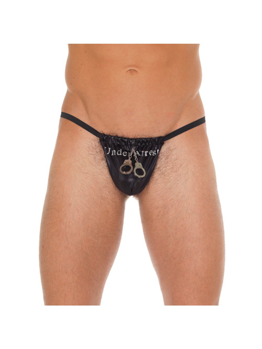 Mens Black G-String With Handcuff Pouch