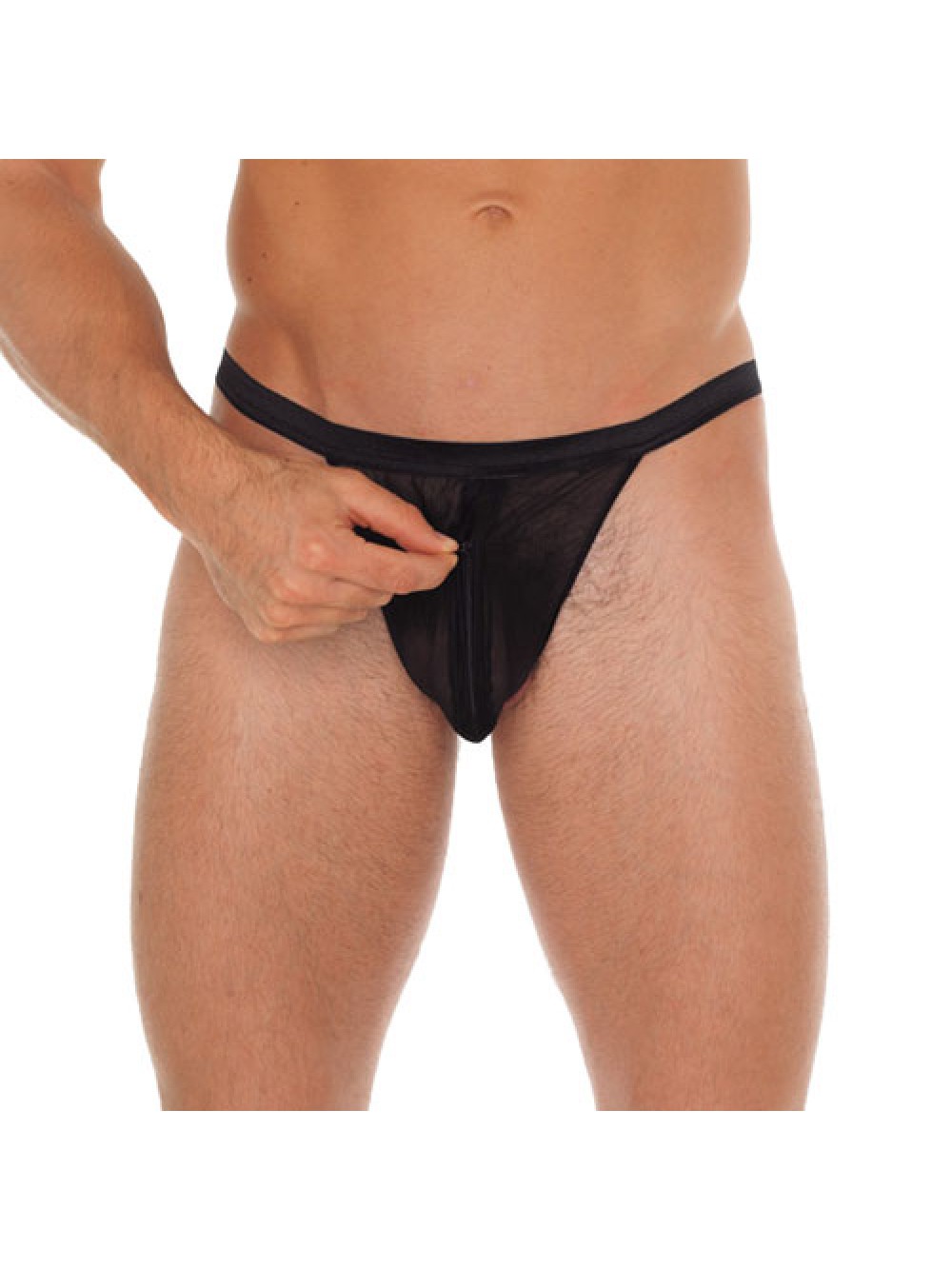 Mens Black G-String With Pouch