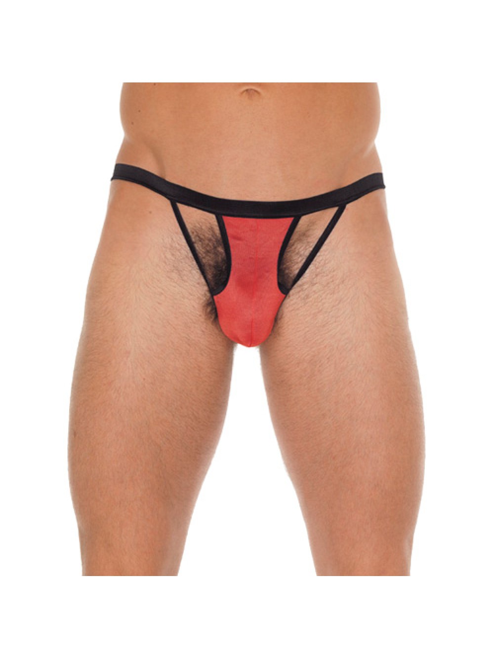 Mens Black G-String With Red Pouch