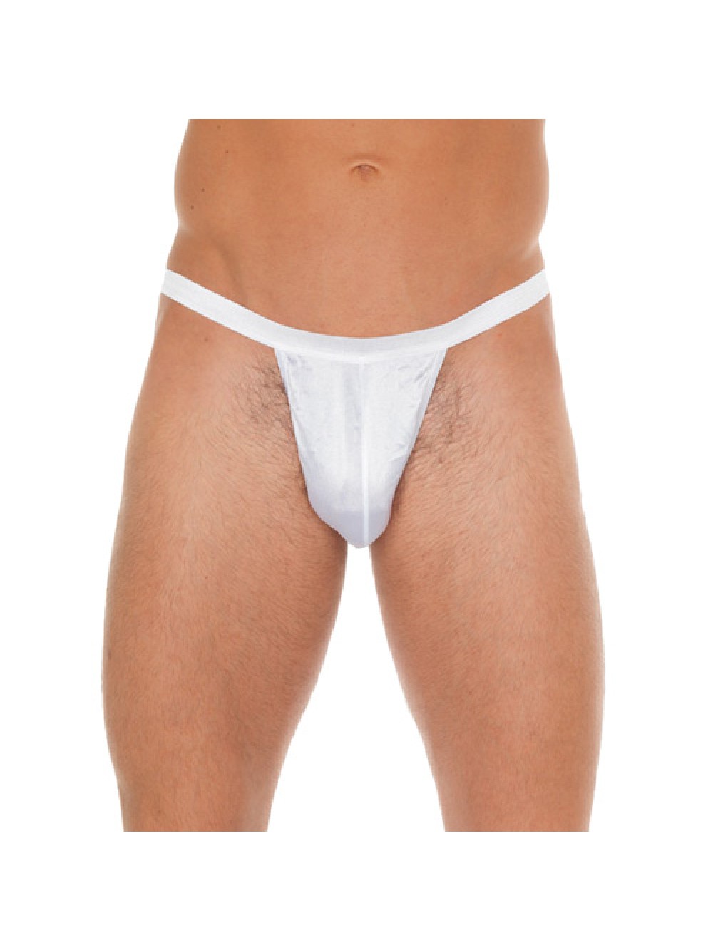 Mens White G-String With Small White Pouch