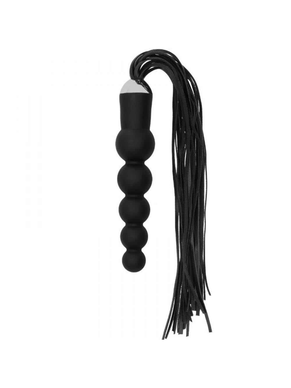 OUCH! -  WHIP WITH CURVED SILICONE DILDO - BLACK