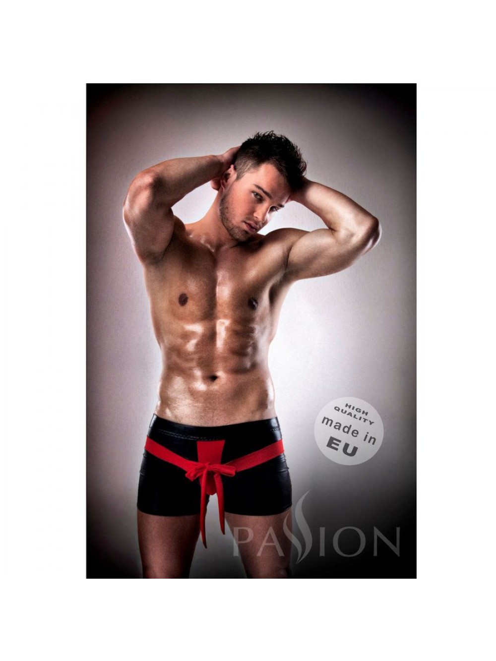 PASSION KOMPLET UNDERWEAR RED/BLACK  LEATHER S/M