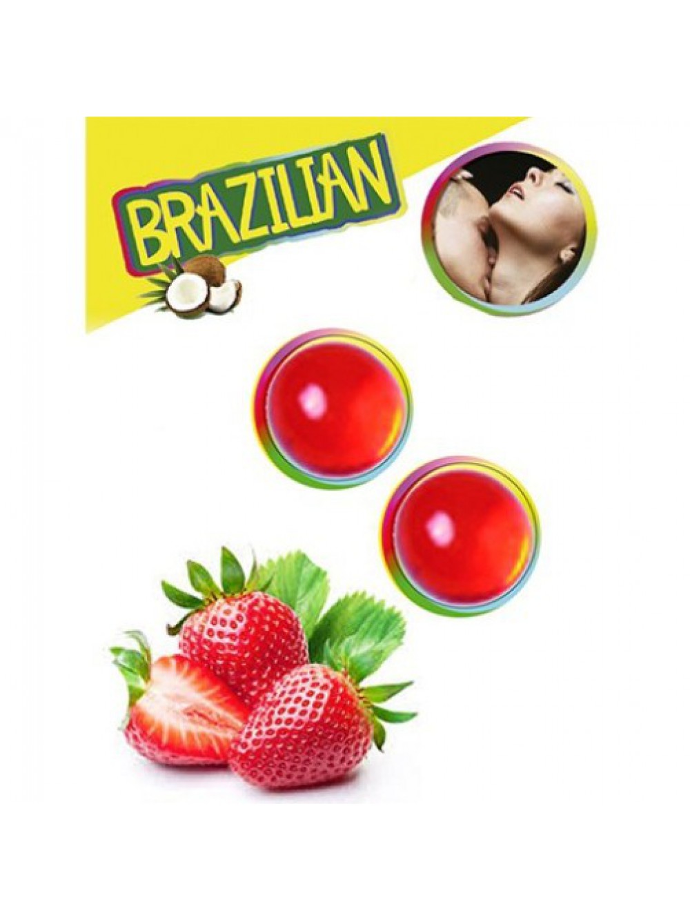 KISSABLE LUBRICANT BALLS STRAWBERRY FLAVOUR 2 x 4GR