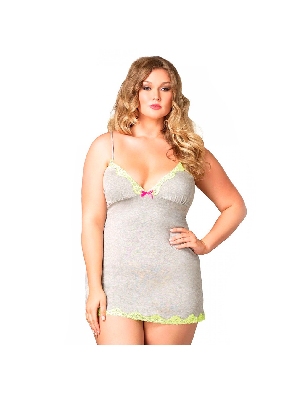LEG AVENUE SERAPHINA PLUS SIZE CHEMISE GREY