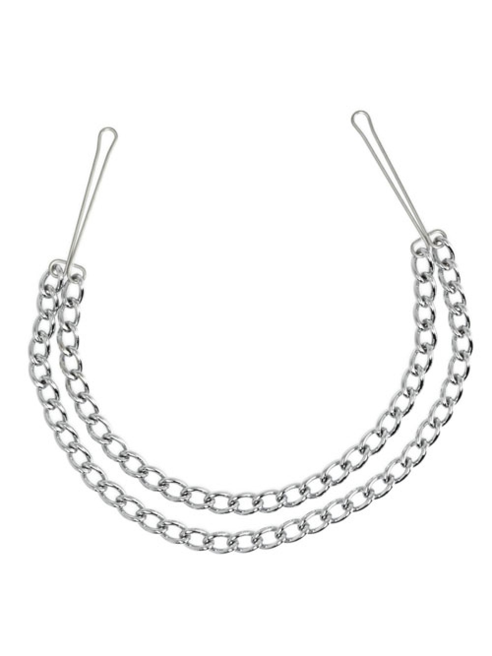 Silver Nipple Clamps With Double Chain