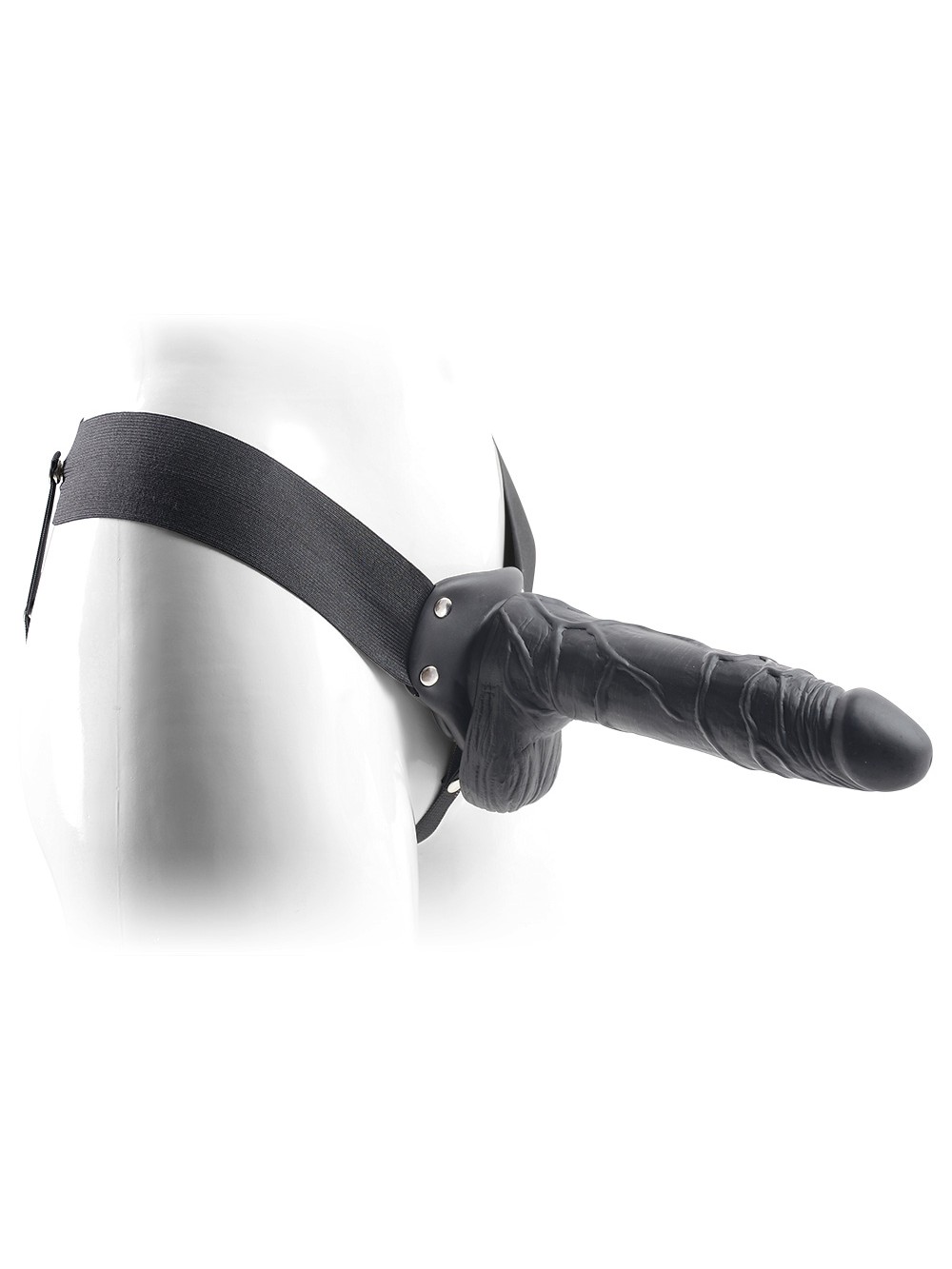 REAL RAPTURE AIR FEELING 8' HOLLOW STRAP-ON WITH SCROTUM BLACK