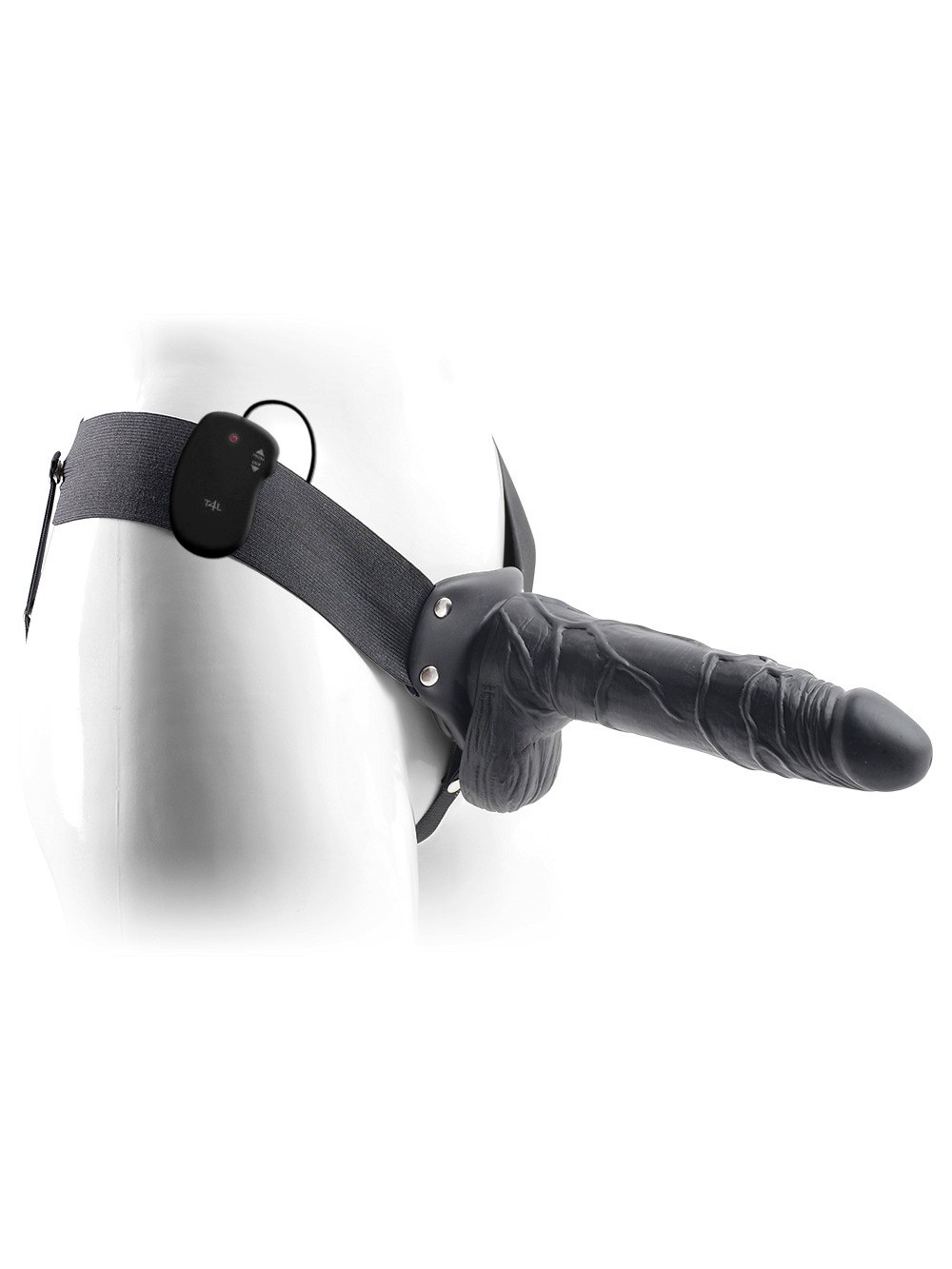 REAL RAPTURE AIR FEELING 8' HOLLOW VIBRATING STRAP-ON WITH SCROTUM BLACK