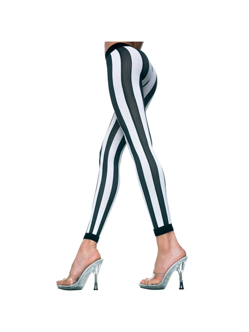 Vertical Striped Leggings - Black/White