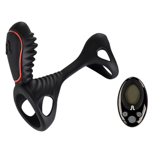 ADRIEN LASTIC GLADIATOR VIBRATING SLEEVE WITH VIBRATING COCK RING WITH REMOTE BLACK