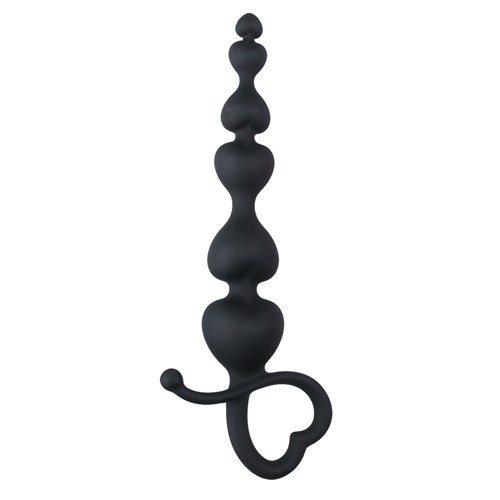 Black Anal Beads Heart Handle 8718627527092