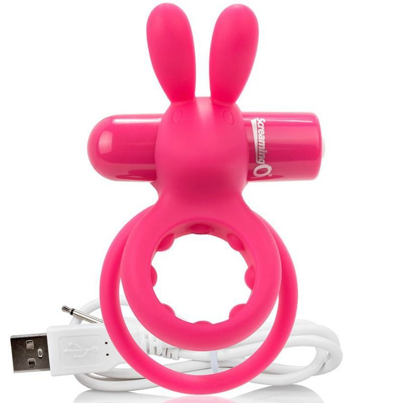 SCREAMING O RECHARGEABLE VIBRATING RING WITH RABBIT - O HARE- PINK