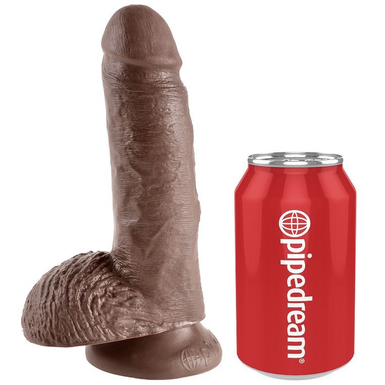 KING COCK 7" COCK BROWN WITH BALLS 17.8 CM