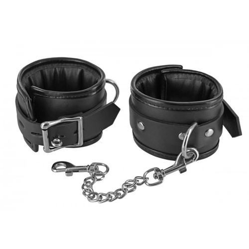 Locking Padded Wrist Cuffs with Chain 848518019158