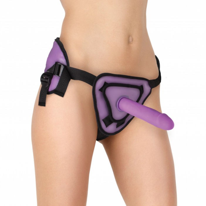 OUCH DELUXE STRAP ON SILICONE DELUXE PURPLE  20.5  CM