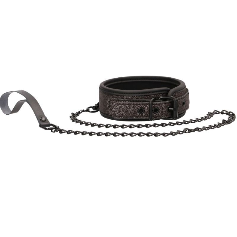 ELEGANT COLLAR WITH LEASH TITANIUM GREY