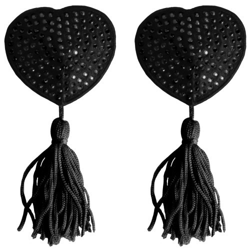 HEART NIPPLE TASSELS OUCH! NIPPLE COVERS BLACK