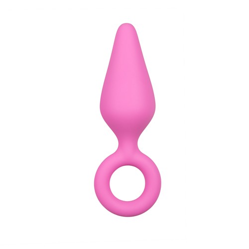 Pink Buttplugs With Pull Ring - Medium 8718627527177