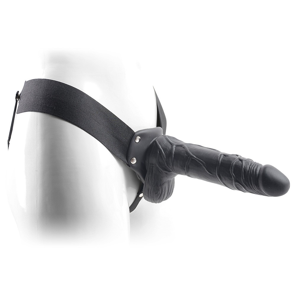 REAL RAPTURE AIR FEELING 8' HOLLOW STRAP-ON WITH SCROTUM BLACK