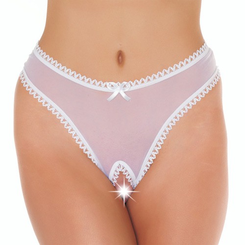 White Open Crotch G-String