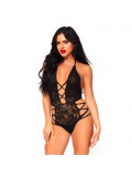 Leg Avenue Strappy Halter Lace Teddy UK 8 to 14 714718531762