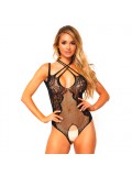 Leg Avenue Net And Lace Crotchless Teddy UK 8 to 14 714718531717