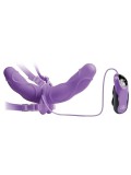 FETISH FANTASY ELITE VIBRATING DOUBLE DELIGHT STRAP-ON PURPL 603912301113