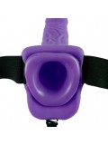 FETISH FANTASY SERIES 7" HOLLOW STRAP-ON WITH BALLS 17.8CM PURPLE 603912362732 package