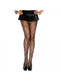 Lace pantyhose with floral design - black 849450009481