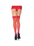 LEG AVENUE STOCKING WITH BACK SEAM LACE TOP RED PLUS SIZE 714718001869