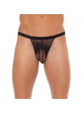 Mens Black G-String With Black Net Pouch 8718924223550