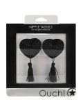 HEART NIPPLE TASSELS OUCH! NIPPLE COVERS BLACK toy