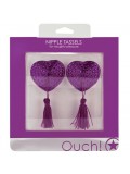 HEART NIPPLE TASSELS OUCH! NIPPLE COVERS PURPLE toy