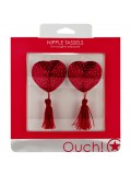 HEART NIPPLE TASSELS OUCH! NIPPLE COVERS RED toy