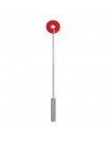 OUCH! LEATHER CIRCLE TIPPED METAL CROP RED