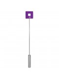 OUCH! LEATHER SQUARE TIPPED METAL CROP PURPLE