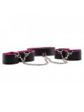 OUCH! REVERSIBLE COLLAR WITH WRIST AND ANKLE CUFFS PINK AND BLACK photo