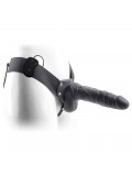REAL RAPTURE AIR FEELING 8' HOLLOW VIBRATING STRAP-ON WITH SCROTUM BLACK